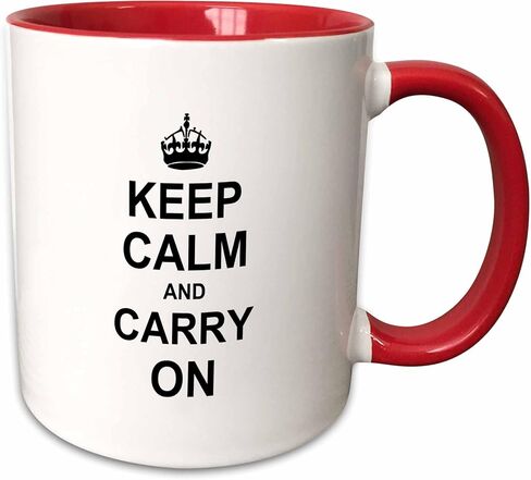 3dRose Keep Calm and Carry On - black text on white - with crown - motivational fun reminder funny humor 15oz Mug in Kuwait