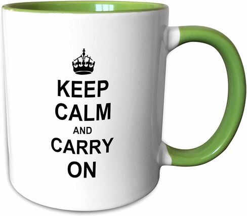 3dRose Keep Calm and Carry On - black text on white - with crown - motivational fun reminder funny humor 15oz Mug in Kuwait