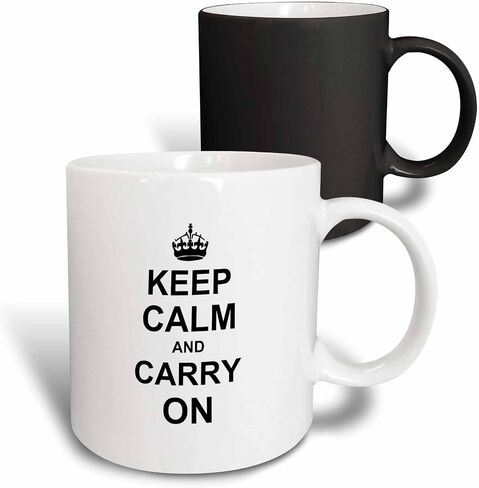3dRose Keep Calm and Carry On - black text on white - with crown - motivational fun reminder funny humor 15oz Mug in Kuwait