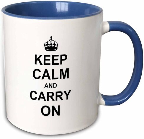 3dRose Keep Calm and Carry On - black text on white - with crown - motivational fun reminder funny humor 15oz Mug in Kuwait