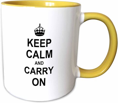 3dRose Keep Calm and Carry On - black text on white - with crown - motivational fun reminder funny humor 15oz Mug in Kuwait