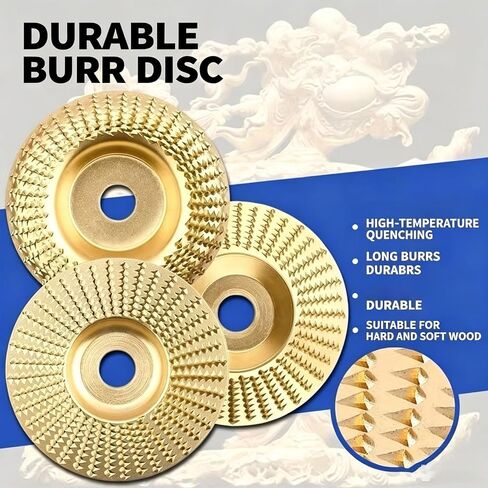 Heavy-Duty Wood Carving Disc Set, Tungsten Carbide Cutting Wheel, Angle Grinder Wood Carving Disc Set, Angle Grinder Polishing Pad for 4" & 4-1/2"Grinders, Sanding(3*Flat Surface) in Kuwait