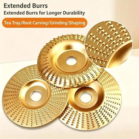 Heavy-Duty Wood Carving Disc Set, Tungsten Carbide Cutting Wheel, Angle Grinder Wood Carving Disc Set, Angle Grinder Polishing Pad for 4" & 4-1/2"Grinders, Sanding(3*Flat Surface) in Kuwait