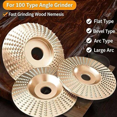 Heavy-Duty Wood Carving Disc Set, Tungsten Carbide Cutting Wheel, Angle Grinder Wood Carving Disc Set, Angle Grinder Polishing Pad for 4" & 4-1/2"Grinders, Sanding(3*Flat Surface) in Kuwait