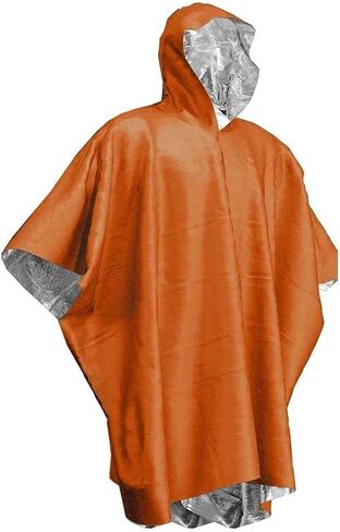 1 Pc 3-in-1 Emergency Rain Poncho Blanket, PE Aluminum Film Heat Reflective Hooded Raincoat,39.4 x 49.2 in,for Camping Hiking(Green) in Kuwait