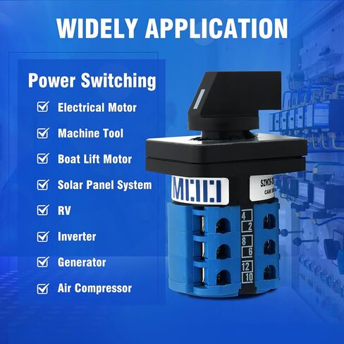مفتاح تحويل دوار 20 أمبير، 5 اتجاهات 3NO 3NC 660V 6 أوضاع 3 مراحل 12 طرفية، مفتاح محدد عالمي مع أطراف شوكة زرقاء، SZW26-20/0-5.3 in Kuwait