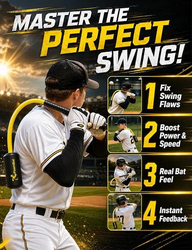 Baseball & Softball Rope Swing Trainer, Innovative High-Density Foam Connection Batting Training Bat for Better Feedback, Hitting Practice Aid Equipment for Youth Beginners, Indoor/Outdoor in Kuwait
