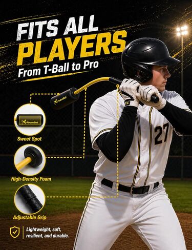 Baseball & Softball Rope Swing Trainer, Innovative High-Density Foam Connection Batting Training Bat for Better Feedback, Hitting Practice Aid Equipment for Youth Beginners, Indoor/Outdoor in Kuwait