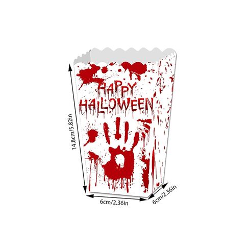 12 Pcs Popcorn Boxes Blood Handprint Halloween Party Movie Night Supplies Red White Disposable Paper Containers Decorations Accessories in Kuwait