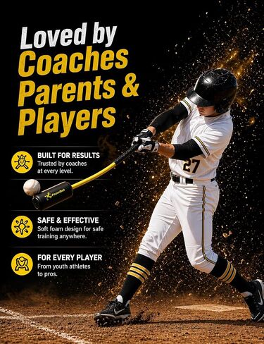 Baseball & Softball Rope Swing Trainer, Innovative High-Density Foam Connection Batting Training Bat for Better Feedback, Hitting Practice Aid Equipment for Youth Beginners, Indoor/Outdoor in Kuwait