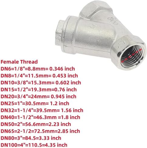 1/4" 3/8" 1/2" 3/4" 1" 1-1/2" 2"-4" BSP Female Thread 304 Stainless Steel Inline Y Type Filter Strainer Valve Water Gas 80 Mesh(1-1/2") in Kuwait