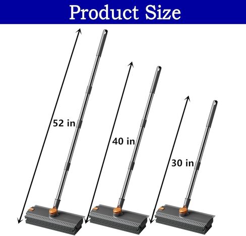 4 in 1 Floor Scrub Brush with Squeegee Long Handle Grout Brush 52'' 2026 Upgraded Multi-Functional Stiff Bristle Cleaning Scrub Brush Rotating Tile Brush for Cleaning Bathroom Patio, Pool, Garage in Kuwait