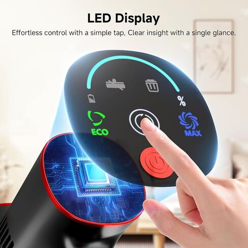 مكنسة كهربائية لاسلكية، مكنسة كهربائية قوية بقدرة 40 كيلو باسكال مع مصباح أمامي LED، بطارية قابلة للفصل، مكانس كهربائية محمولة خفيفة الوزن 8 في 1 لسجاد شعر الحيوانات الأليفة والأرضيات الصلبة، باللون الأحمر in Kuwait