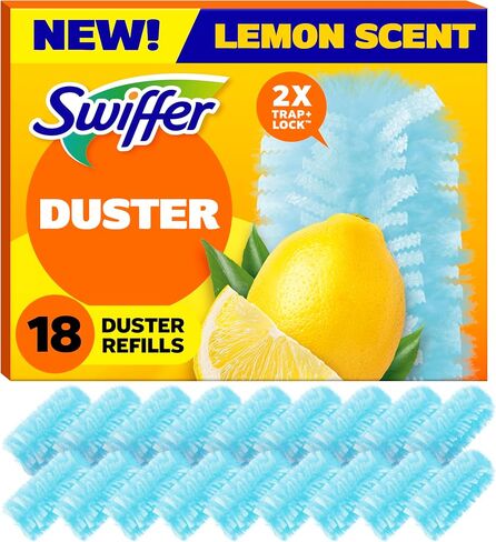 Dusters Refill for Cleaning, Feather & Microfiber Duster Disposable Alternative, for Dusting Furniture, Blinds, Ceiling Fans, Walls, Helps Remove Allergens, New Lemon Scent, 18ct in Kuwait