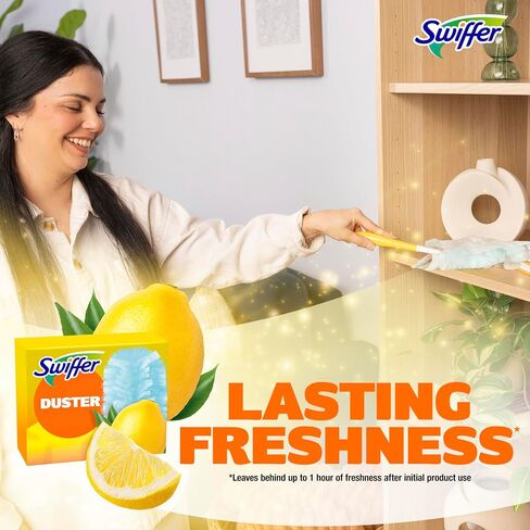 Dusters Refill for Cleaning, Feather & Microfiber Duster Disposable Alternative, for Dusting Furniture, Blinds, Ceiling Fans, Walls, Helps Remove Allergens, New Lemon Scent, 18ct in Kuwait