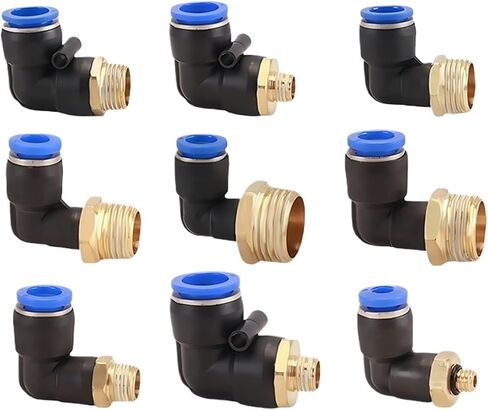 20/50/100PCS Pneumatic Air Connector PL 4 6 8 10 12mm Thread 1/8 1/4" 3/8" 1/2" Trachea Elbow Air Fittings Hose Quick Connecto(PL6-03,100 PCS) in Kuwait