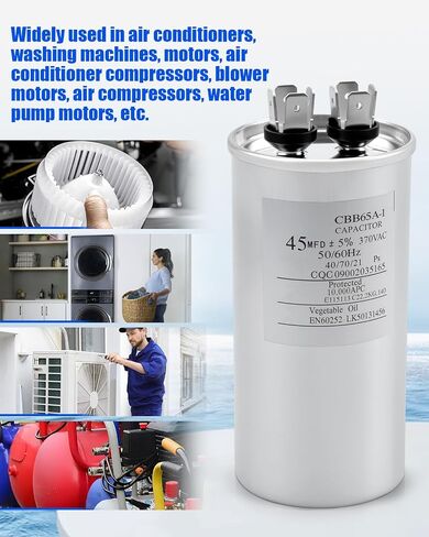 1499-5731 مكثف تشغيل دائري مزدوج 45μF MFD ±5% 370/440VAC مناسب لمحرك مروحة وحدة التيار المتردد in Kuwait