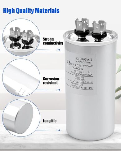 1499-5731 مكثف تشغيل دائري مزدوج 45μF MFD ±5% 370/440VAC مناسب لمحرك مروحة وحدة التيار المتردد in Kuwait