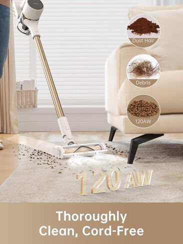 DREAME R10 Cordless Stick Vacuum Cleaner for Home, Powerful 120AW Suction with Anti-Tangle Brush, LED Headlights, Five-Layer Filtration, Up to 60 Mins, Handheld Vacuum Deep Clean Hair, Hard Floor in Saudi Arabia