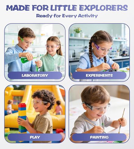 Mr. Panda 6-Pack Kids Safety Glasses, ANSI Z87.1 & EN166 Certified Youth Protective Eyewear, Scratch-Resistant, UV Protection, Lightweight for School, DIY & Outdoor Activities, Multicolor in Kuwait
