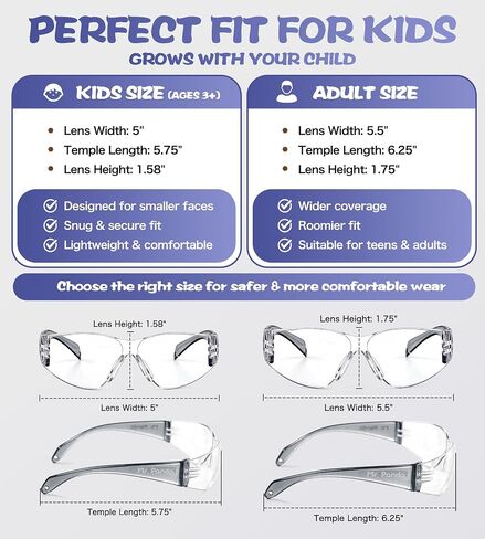 Mr. Panda 6-Pack Kids Safety Glasses, ANSI Z87.1 & EN166 Certified Youth Protective Eyewear, Scratch-Resistant, UV Protection, Lightweight for School, DIY & Outdoor Activities, Multicolor in Kuwait