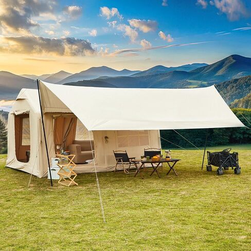 YOLENY Inflatable Camping Tent, 8-10 Person Large Family Glamping Tent with Pump, Easy Setup Blow Up Tent with Stove Jack, Mesh Windows & Extended Canopy, Waterproof Windproof Outdoor Shelter in Kuwait