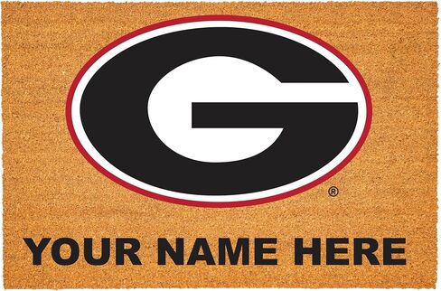 NCAA University of Georgia Personalized Large Coir Doormat 2'x3' (36"x24"), Custom Name Front Door Mat with Non-Slip Rubber Back, Indoor Outdoor Entrance Rug Welcome Mats for Porch Patio Deck in Kuwait