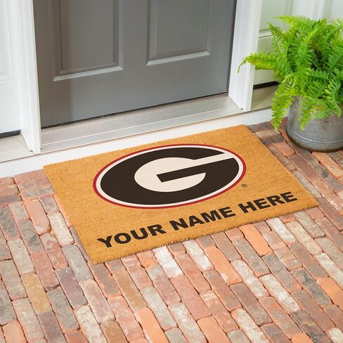 NCAA University of Georgia Personalized Large Coir Doormat 2'x3' (36"x24"), Custom Name Front Door Mat with Non-Slip Rubber Back, Indoor Outdoor Entrance Rug Welcome Mats for Porch Patio Deck in Kuwait
