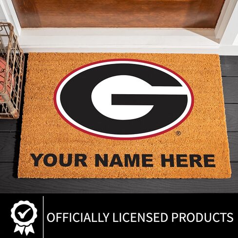 NCAA University of Georgia Personalized Large Coir Doormat 2'x3' (36"x24"), Custom Name Front Door Mat with Non-Slip Rubber Back, Indoor Outdoor Entrance Rug Welcome Mats for Porch Patio Deck in Kuwait
