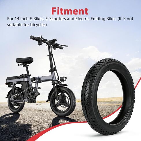 GREHUA 14x2.125 Bike Tire Tubeless Compatible with Electric Bike, 14 x 2.125 57-254 Tire for 14 Inch E-Bike E-Scooter Electric Folding Bike with Tire Repair Kit in Kuwait