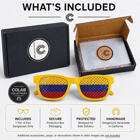 Colombia Fan Sunglasses 2026 – Lightweight 3D Printed Glasses for Soccer Games – Handmade in California (Colombia) in Kuwait