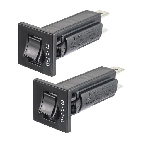 2-Pack 3A Thermal Circuit Breaker, W28-XQ1A-3 Push to Reset Breaker, 125/250VAC 32VDC, Snap-in Panel Mount Overload Protector Switch with Quick Connect Terminals for Marine, Automotive in Kuwait