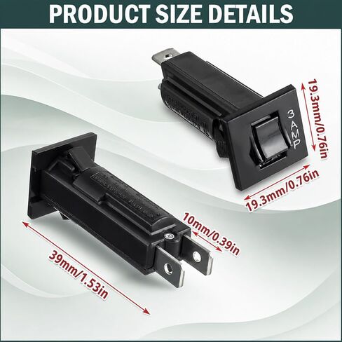 2-Pack 3A Thermal Circuit Breaker, W28-XQ1A-3 Push to Reset Breaker, 125/250VAC 32VDC, Snap-in Panel Mount Overload Protector Switch with Quick Connect Terminals for Marine, Automotive in Kuwait