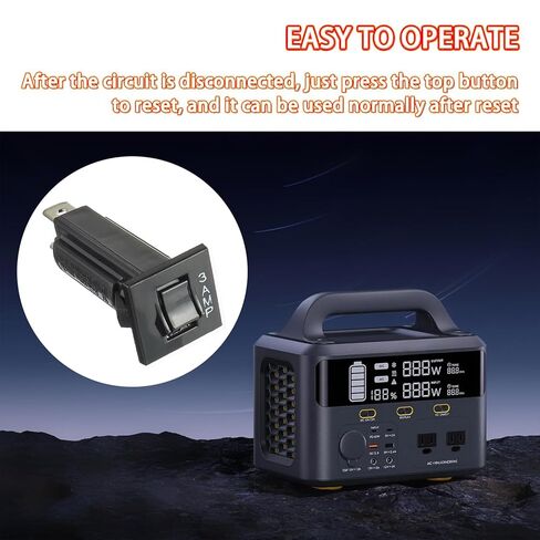 2-Pack 3A Thermal Circuit Breaker, W28-XQ1A-3 Push to Reset Breaker, 125/250VAC 32VDC, Snap-in Panel Mount Overload Protector Switch with Quick Connect Terminals for Marine, Automotive in Kuwait