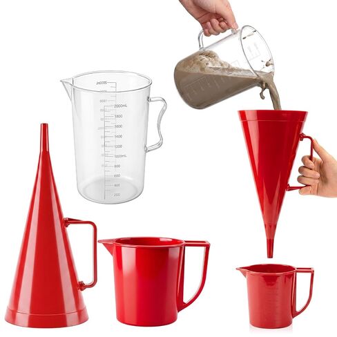 Hushee Marsh Funnel Viscometer Kit, 12 Mesh Screen Plastic Funnel with 946ml Measuring Cup & 2000ml Standard Cup, Drilling Mud Viscosity Tester for Oil Gas Drilling Measurement in Kuwait