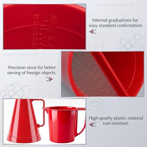 Hushee Marsh Funnel Viscometer Kit, 12 Mesh Screen Plastic Funnel with 946ml Measuring Cup & 2000ml Standard Cup, Drilling Mud Viscosity Tester for Oil Gas Drilling Measurement in Kuwait