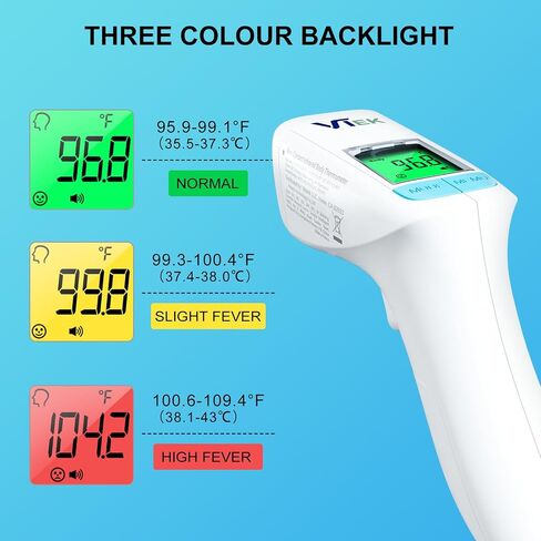 No-Touch Forehead Thermometer for Adults and Kids, 2-in-1 Digital Baby Thermometer with Fever Alarm, Mute Mode, Memory Recall,Fast Accurate Results, Batteries Included in Kuwait