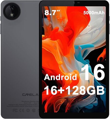 Crelander 8.7 Inch Android 15 Tablet, 16GB+128GB Android Tablet with HD IPS 1340x800, 5MP+13MP Camera, 5000mAh Battery, Bluetooth/WiFi, Small Android Tablet with Case (Upgraded Version) in Kuwait