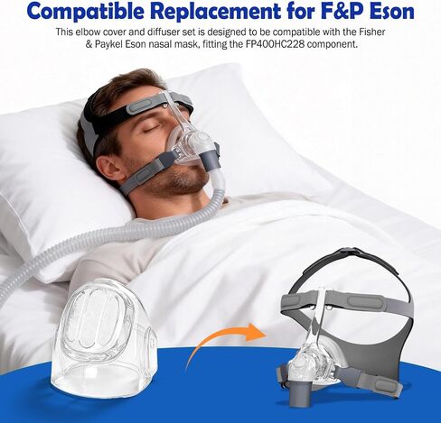 غطاء الكوع و10 مرشحات للناشر FP400HC228 متوافقة مع قناع الأنف Fisher & Paykel Eson، وقطع غيار Pilairo Q، ومجموعة صيانة قناع CPAP in Kuwait