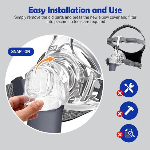غطاء الكوع و10 مرشحات للناشر FP400HC228 متوافقة مع قناع الأنف Fisher & Paykel Eson، وقطع غيار Pilairo Q، ومجموعة صيانة قناع CPAP in Kuwait