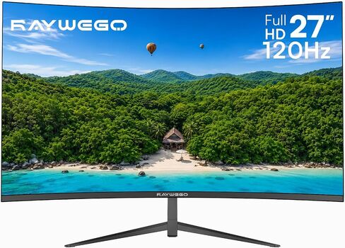 شاشة Raywego للألعاب المنحنية مقاس 34 بوصة UWQHD 3440 x 1440 حتى 165 هرتز منحنية 1500R - PIP/PBP، 1 مللي ثانية (MPRT)، HDR، 300nits، sRGB 99%، DCI-P3 95%، FreeSync، HDMIx2، DP1.4 x2 (يتضمن كابل DP) in Kuwait