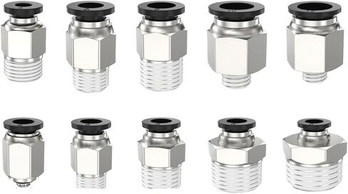 Tracheal Quick Connector PC4-M5/6-01/8-02 Threaded Straight Through Plug Pneumatic External Thread Air Valve(PC12-03,10PCS) in Kuwait