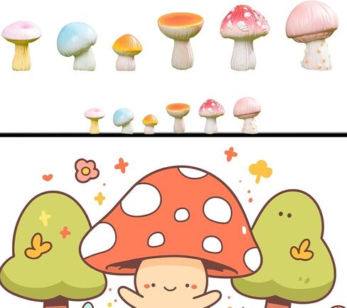 Cute Colorful Mushroom Phone Buddy - 6PCS Resin Mini Figurines, Adhesive Peel-and-Stick Decor for Kindle Cellphone Car Dashboard, Office Desk, Fun Tiny Critters Accessories in Saudi Arabia