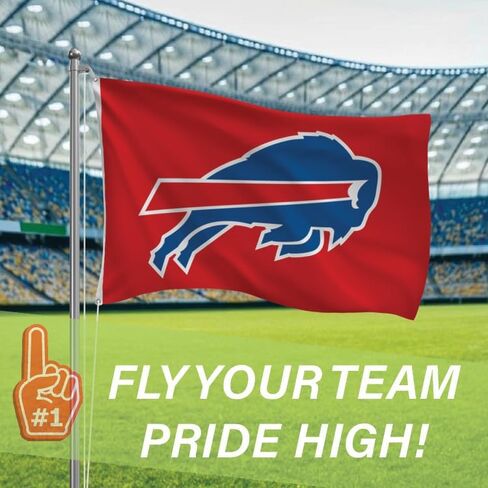 NFL 3 x 5 Outdoor Durable Flag with Grommets | Heavy Duty Flag & Banner for Outdoor Garden Patio Decoration | Indoor Wall Decor Flag for Room | Works with Flag Poles for Outside House (Buffalo Bills-Red) in Kuwait