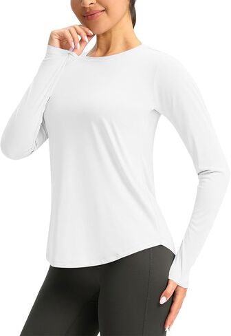 Women Long Sleeve Workout T Shirt Athletic Running Yoga Top Lightweight Quick Dry Activewear for Gym Fitness Training in Kuwait