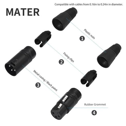 موصلات ميكروفون XLR ذكر/أنثى ذات 3 سنون XLR محول صوت مناسب لـ DMX MIC 20 قطعة in Kuwait