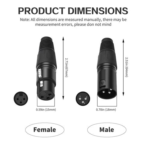 موصلات ميكروفون XLR ذكر/أنثى ذات 3 سنون XLR محول صوت مناسب لـ DMX MIC 20 قطعة in Kuwait