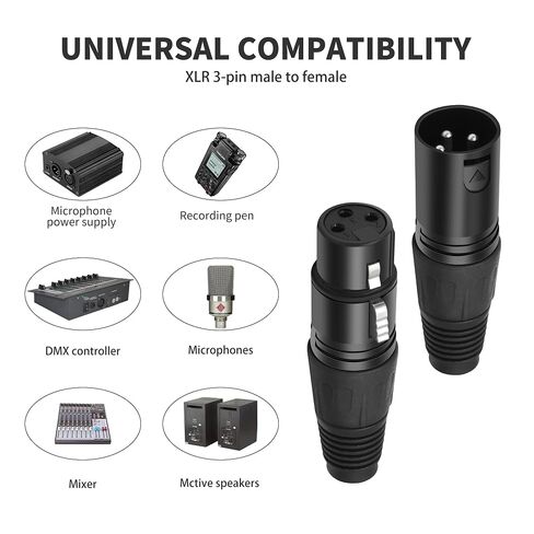 موصلات ميكروفون XLR ذكر/أنثى ذات 3 سنون XLR محول صوت مناسب لـ DMX MIC 20 قطعة in Kuwait