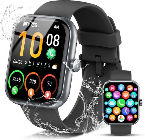 Smart Watch for Men Women, 1.96" Fitness Tracker Running Watch (Answer/Make Call), IP68 Waterproof, Pedometer, Sleep/Step/Heart Rate Monitor, 110+ Sport Modes Smartwatch for Adroid iOS Phone, Purple in Saudi Arabia