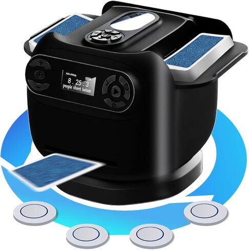 2026 Automatic Card Shuffler and Dealer Machine, 2-in-1 Smart 360°Rotating Card Dealer and Shuffler Machine, Super Quiet, Safer, Various Card Games for Home and Club-Black in Kuwait